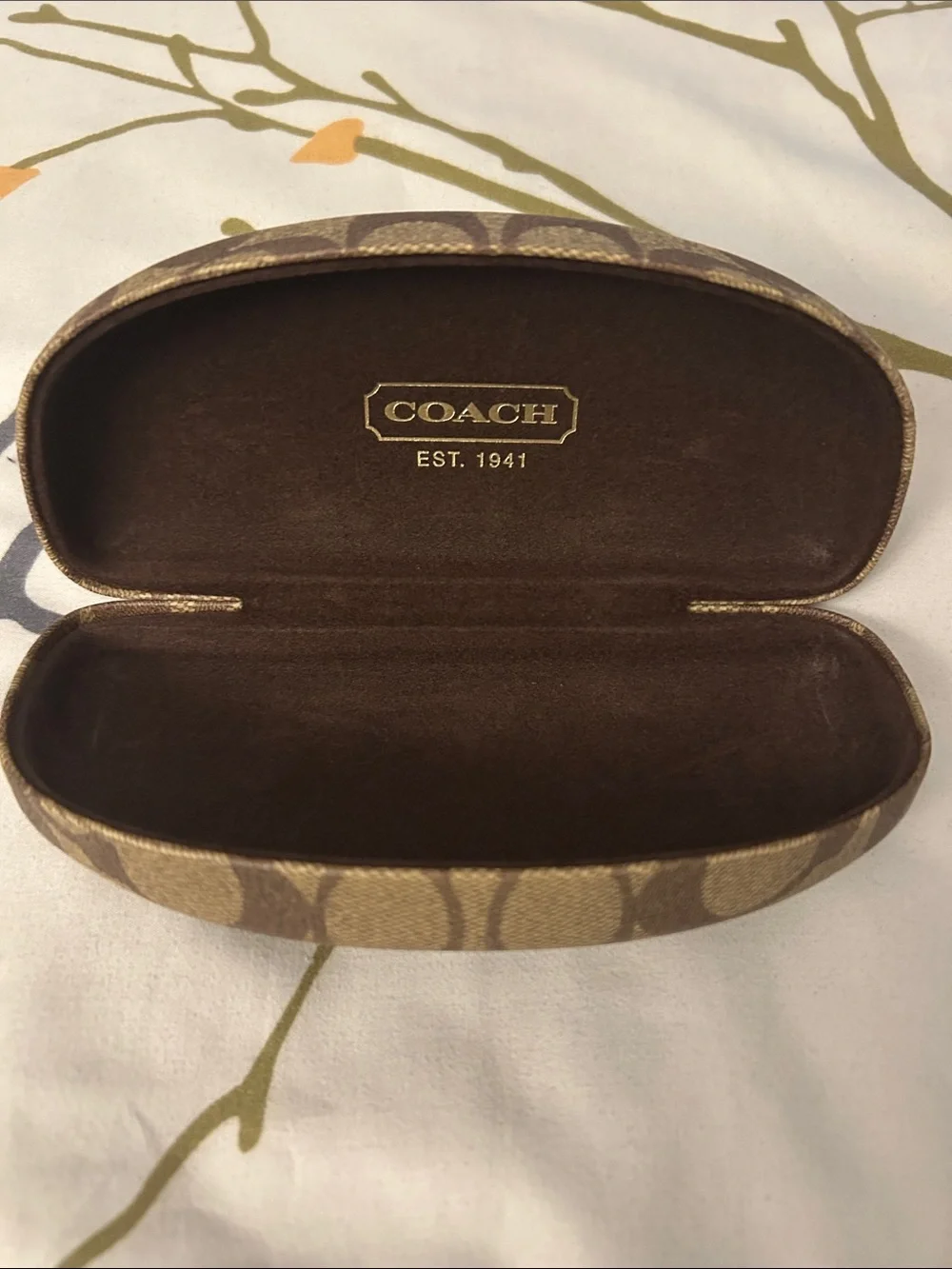 COACH Brown Signature Hard Shell Eyewear Case